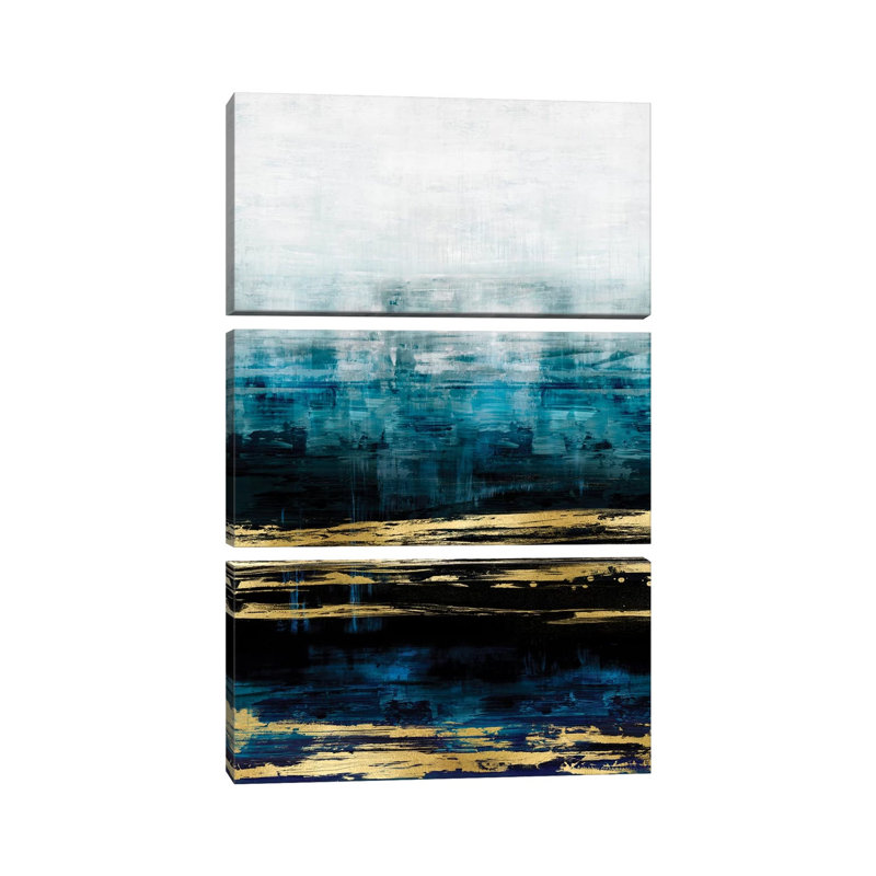 Aqua Reflections with Gold par Allie Corbin - Ensemble de 3 toiles tendues