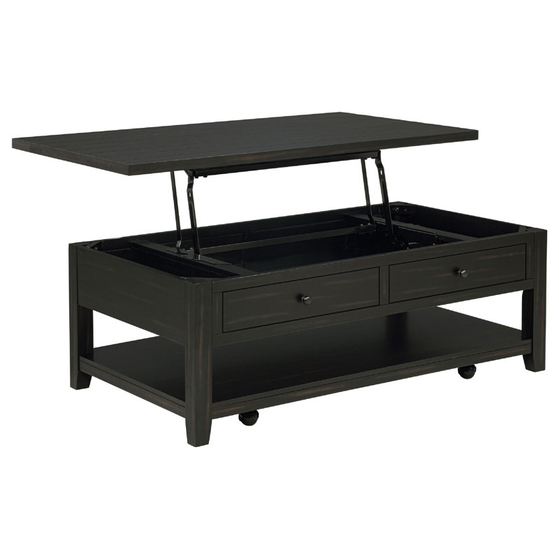 Ayne Lift-Top Coffee Table, Storage And Casters, Distressed Java 48 Inch