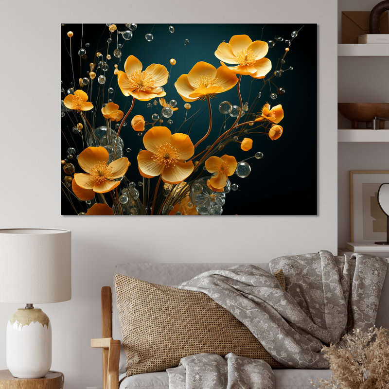 «Buttercups Collage Of Nature» sur toile, Toile tendue, H 34 po x l 44 po