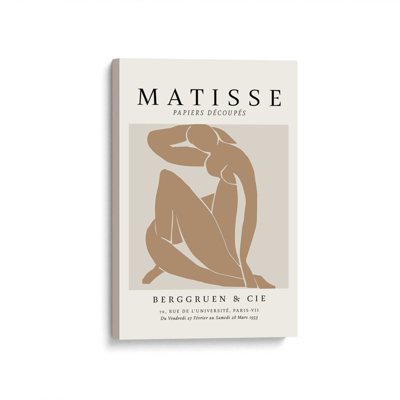 Matisse's Nude II en brun clair, reproduction sur toile encadrée, H 30 po x l 20 po x P 1,25 po, Toile tendue