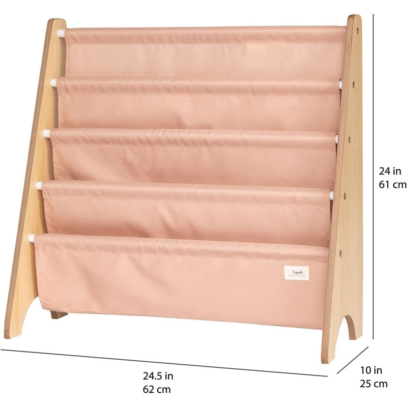 Clay Recycled Fabric Kids Book Rack with Wooden Frame