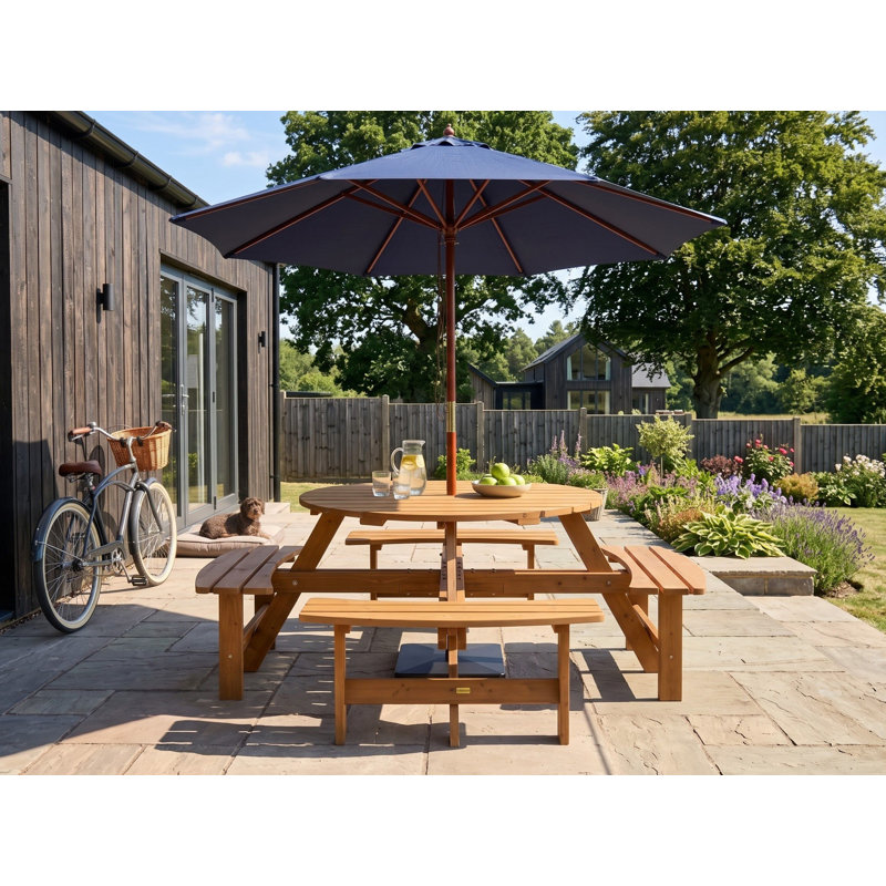Picnic Table with Benches CAPARCOTTA Fir Wood Light Brown