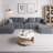 125" Modular Sectional Cloud Couch with Two Ottomans, U-Shaped Deep Seat Sofa with Cup Holders, USB Ports & Storage, Upholstered Soft Corduroy for Modern Living Room-1401935375