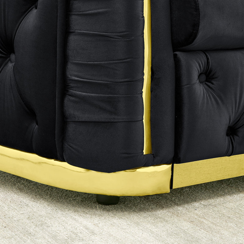 Canapé Chesterfield 40,6 pouces Mid Century, Noir