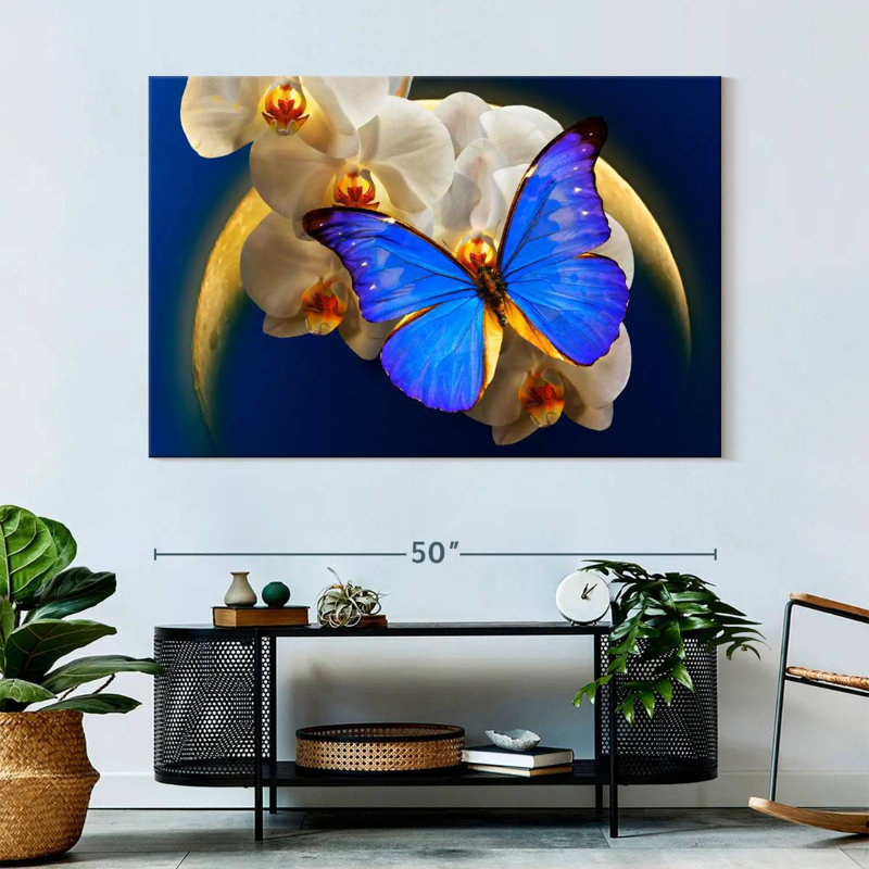 Moonlit Morpho Butterfly, 34" H x 51" W