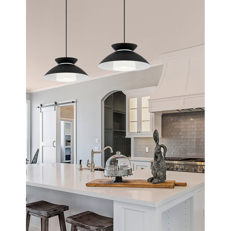 Fusion - Noreen 1-Light Pendant - Opal Glass Shade, Matte Black