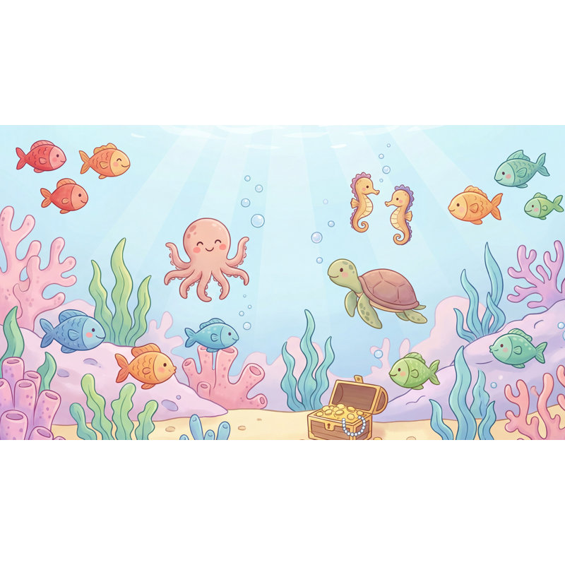 Papier peint sous-marin, créatures marines, Non-Woven Nonpasted, 160"x108"