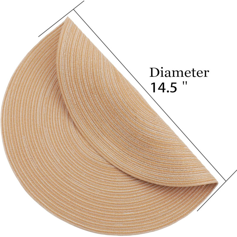 Ensemble de 6 napperons tressés ronds lavables antidérapants lavables pour la cuisine, 14,5 po, résistants à la chaleur