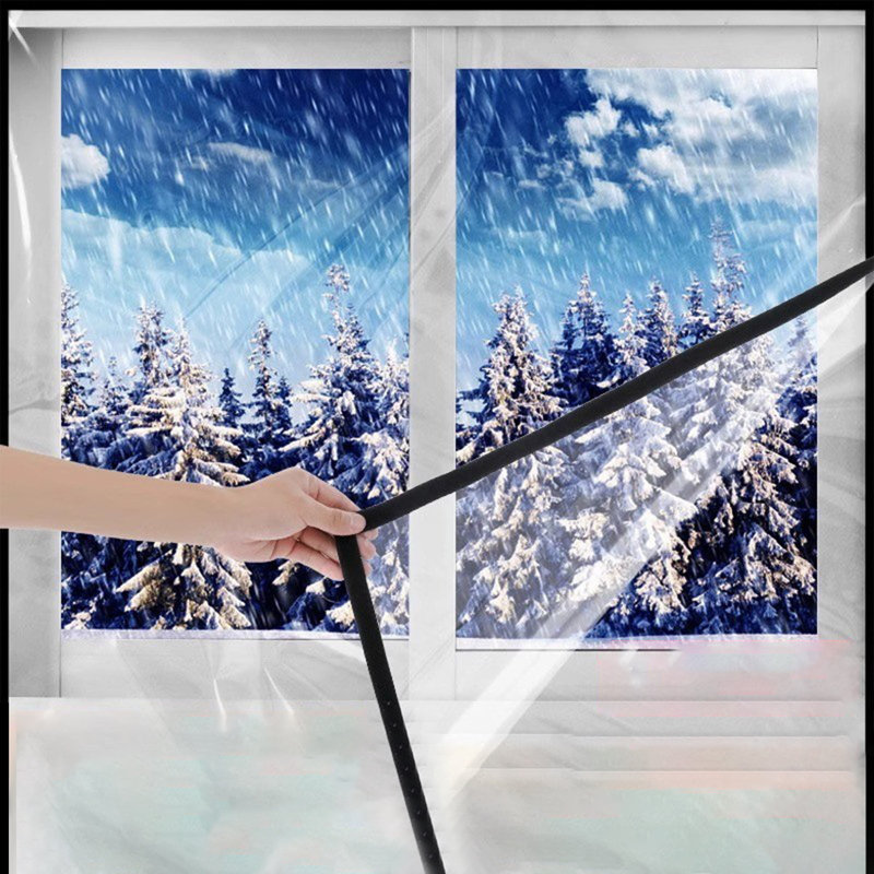 Pare-étincelles pour fenêtre d'hiver avec pare-fuites épais et transparent, film chaud, coupe-vent, coupe-vent, rideaux résistants au gel, 1,5 x 1,6 / 1,8 x 2 m