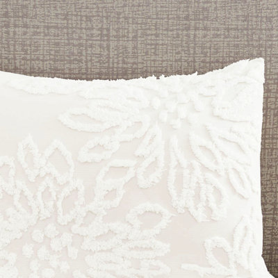 Ensemble de housse de couette à motif floral en chenille capitonnée 3 pièces pour lit double / grand