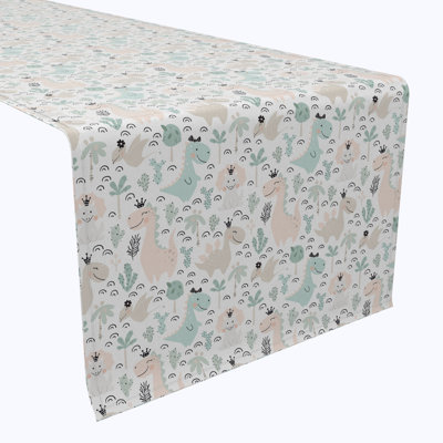 Table Runner, 100% Cotton, 16X108", Pastel Dinos