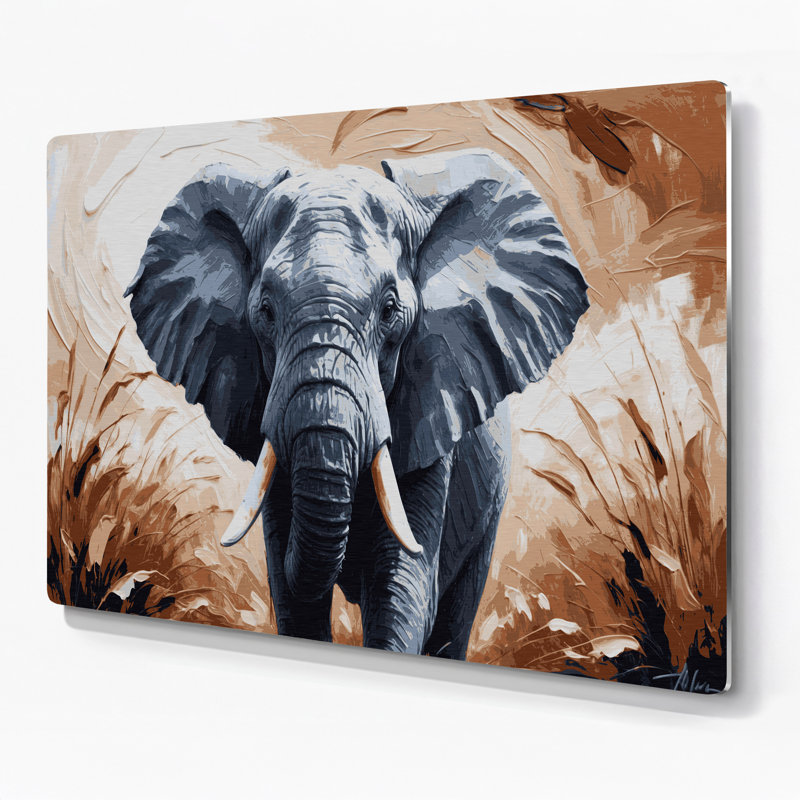 Faune sauvage, éléphant d'Afrique, art mural en métal gris, H 16 po x l 20 po