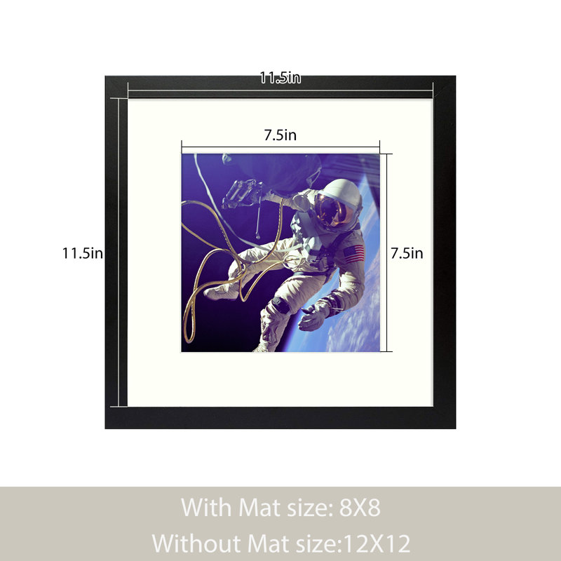 Ensemble de cadres muraux avec plexiglas Dreketi, Noir, 12 po x 12 po emmêlé à 8 po x 8 po