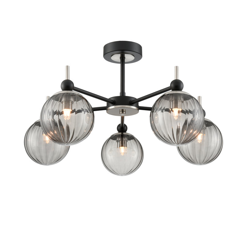 Alecxa Flush Mount, Black/Satin Nickel