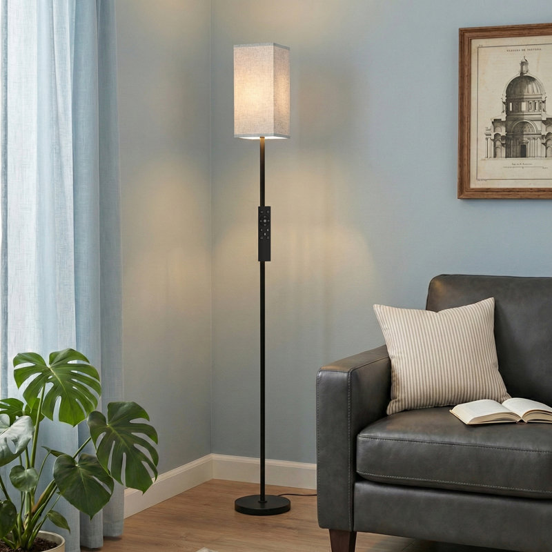 Traditional Floor Lamp With Remote Control And Bulb Included, Gray