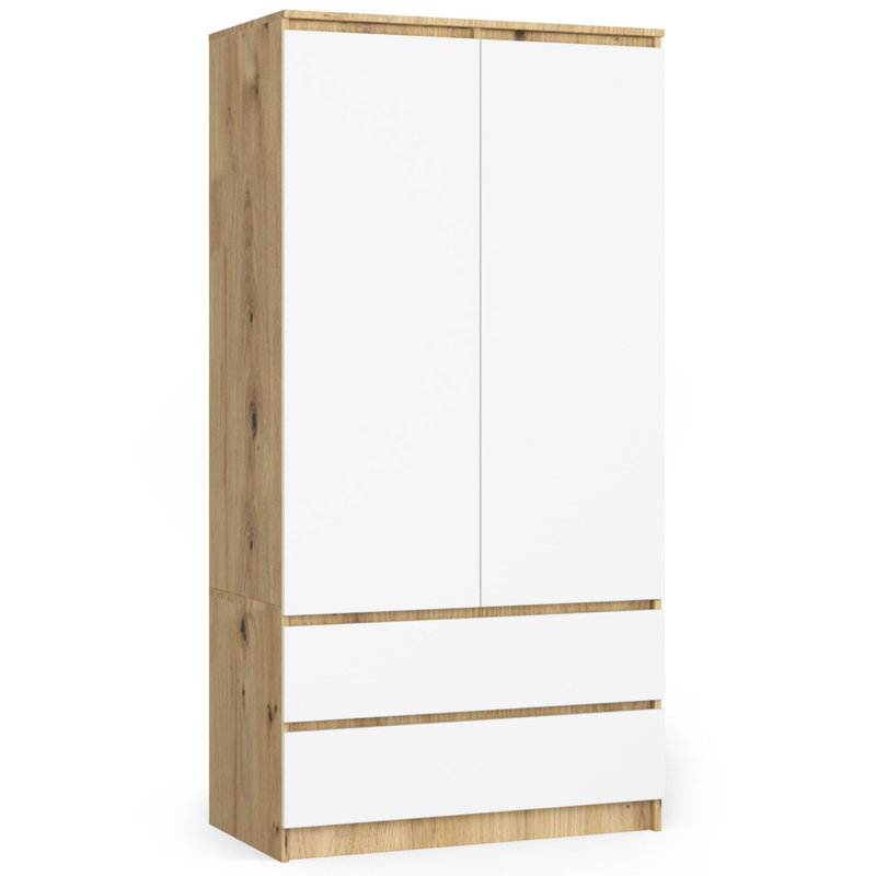 Sikanas 2 Door Manufactured Wood Wardrobe, 180cm H x 90cm W x 51cm D