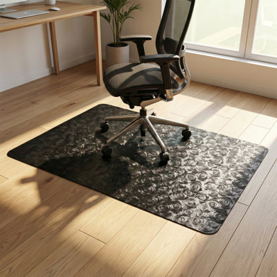 Chair Mat Floor Protector for Hardwood Floors & Tile, 36"x48", Non-Slip & Non-Scratch Backing, 3D Light-Reactive Rose Pattern for Office & Home