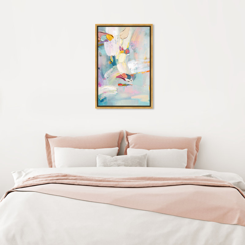 Sunny Chicago - peinture sur toile, Toile avec cadre or, H 24 po x l 16 po