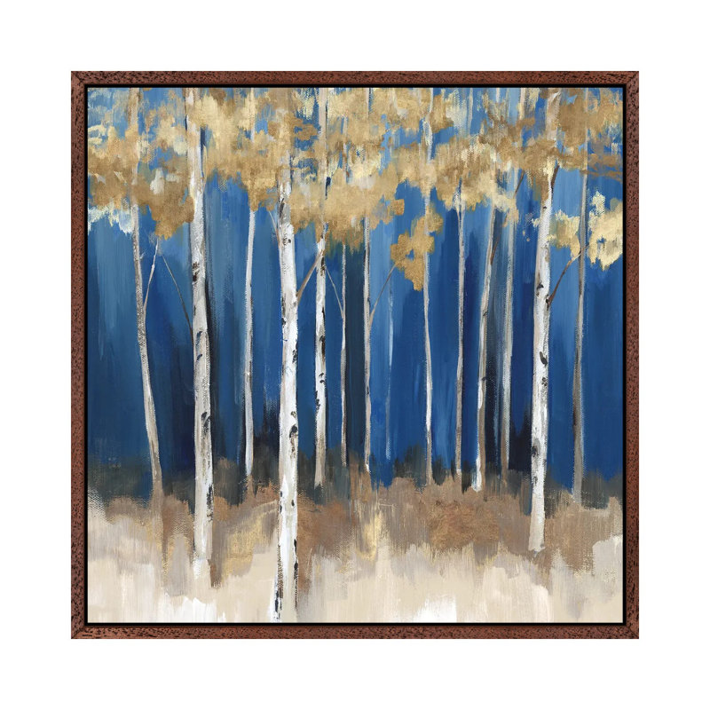 Midnight Indigo 1 Piece Painting on Canvas, 66.04 cm H x 66.04 cm W, Classic Brown Wood Framed
