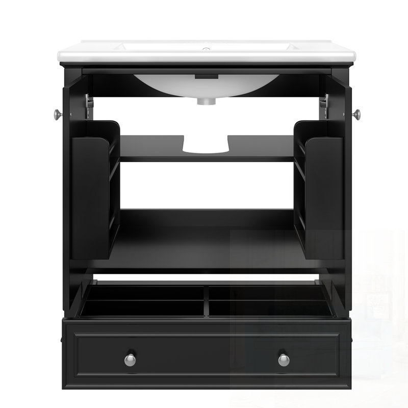 Naleah 30.01 Single Bathroom Vanity with Top, Black