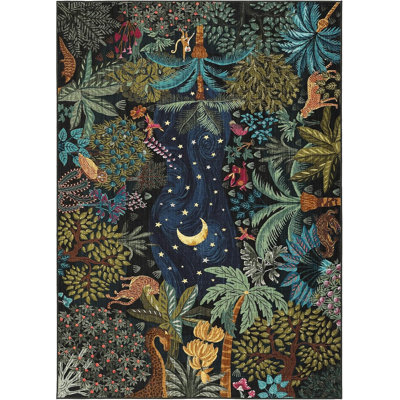 5x7ft Jungle Living Room Bedroom Carpet, Soft Short Velvet Non slip Floor Mat, Animal Print Restaurant Game Room Blue