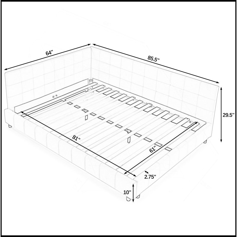 Structure de lit capitonnée rembourrée, structure de canapé-lit avec dossier et accoudoirs confortables, lit pour chambre à coucher, salon, velours