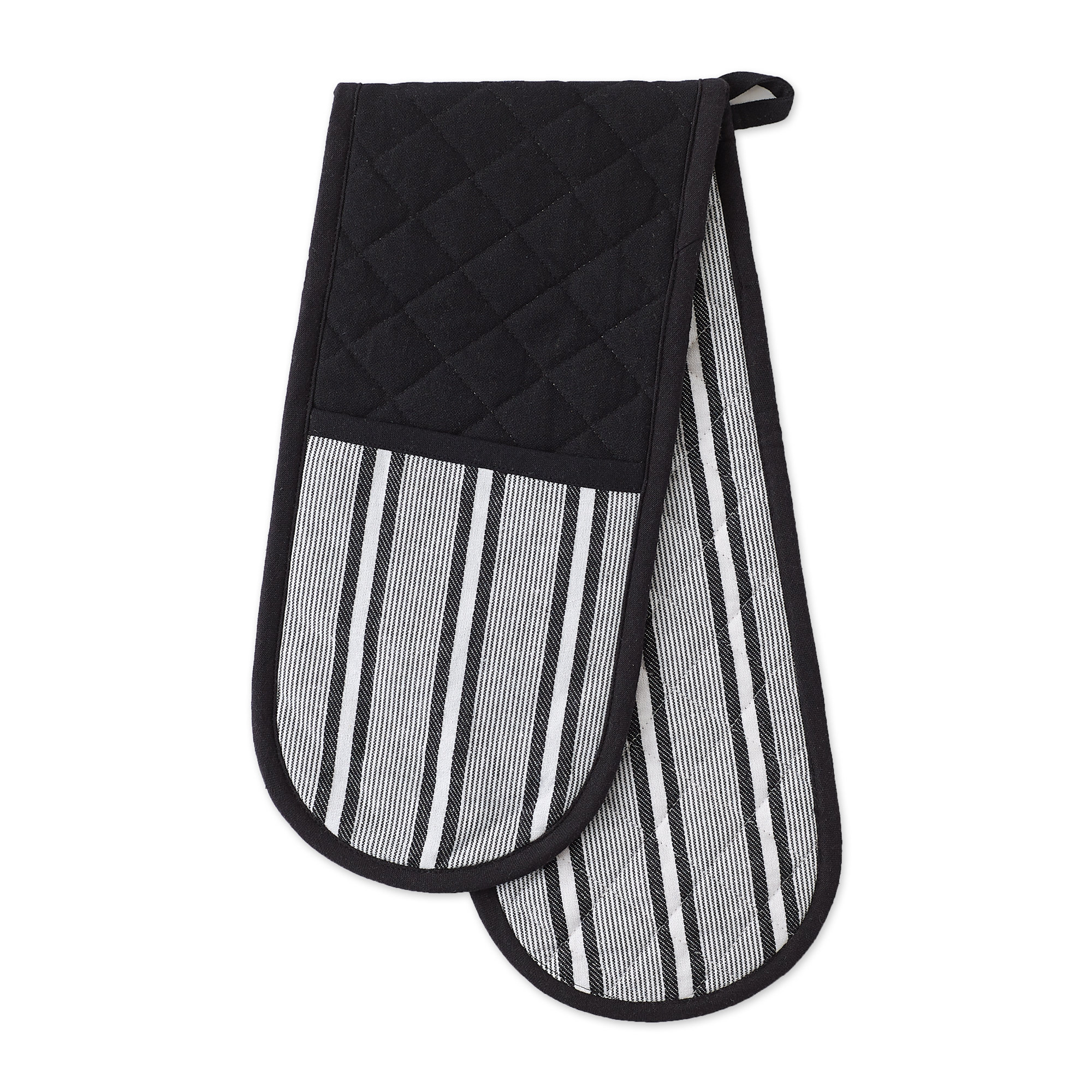 Design Imports Striped Cotton Oven Mitt - Black