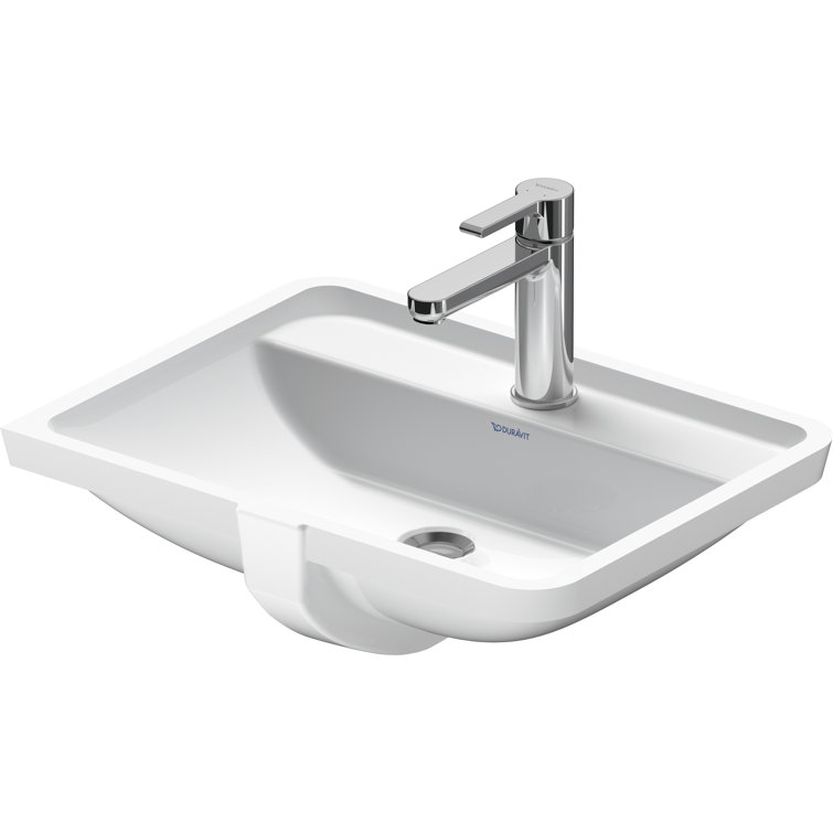 Starck 3 White Ceramic Rectangular Undermount Bathroom Sink with Overflow
