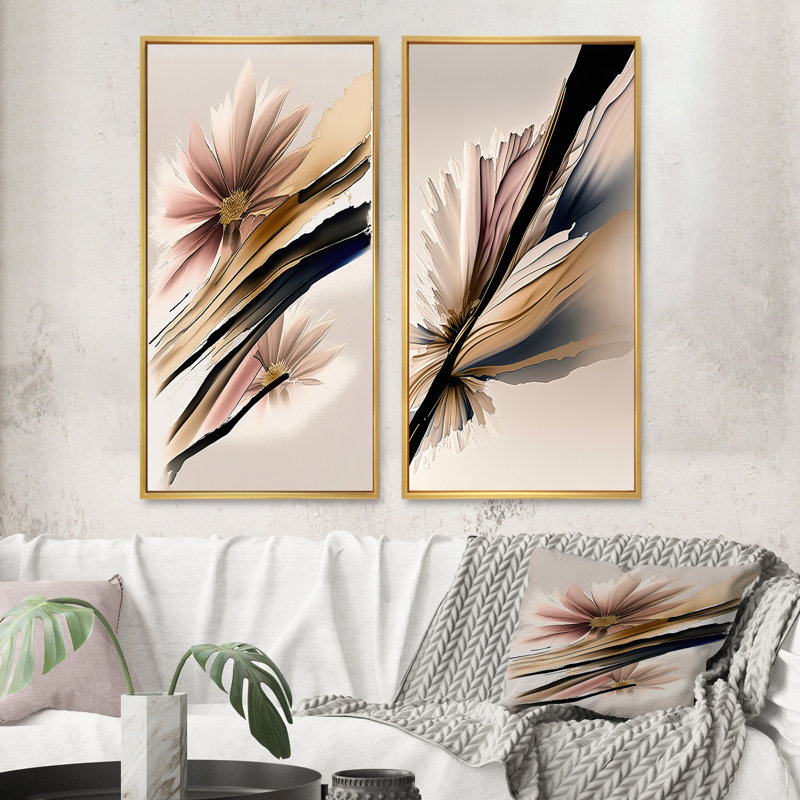" Daisy Hyperrealistic Flowers " 2 - Pieces, Gold Framed, 32" H x 32" W