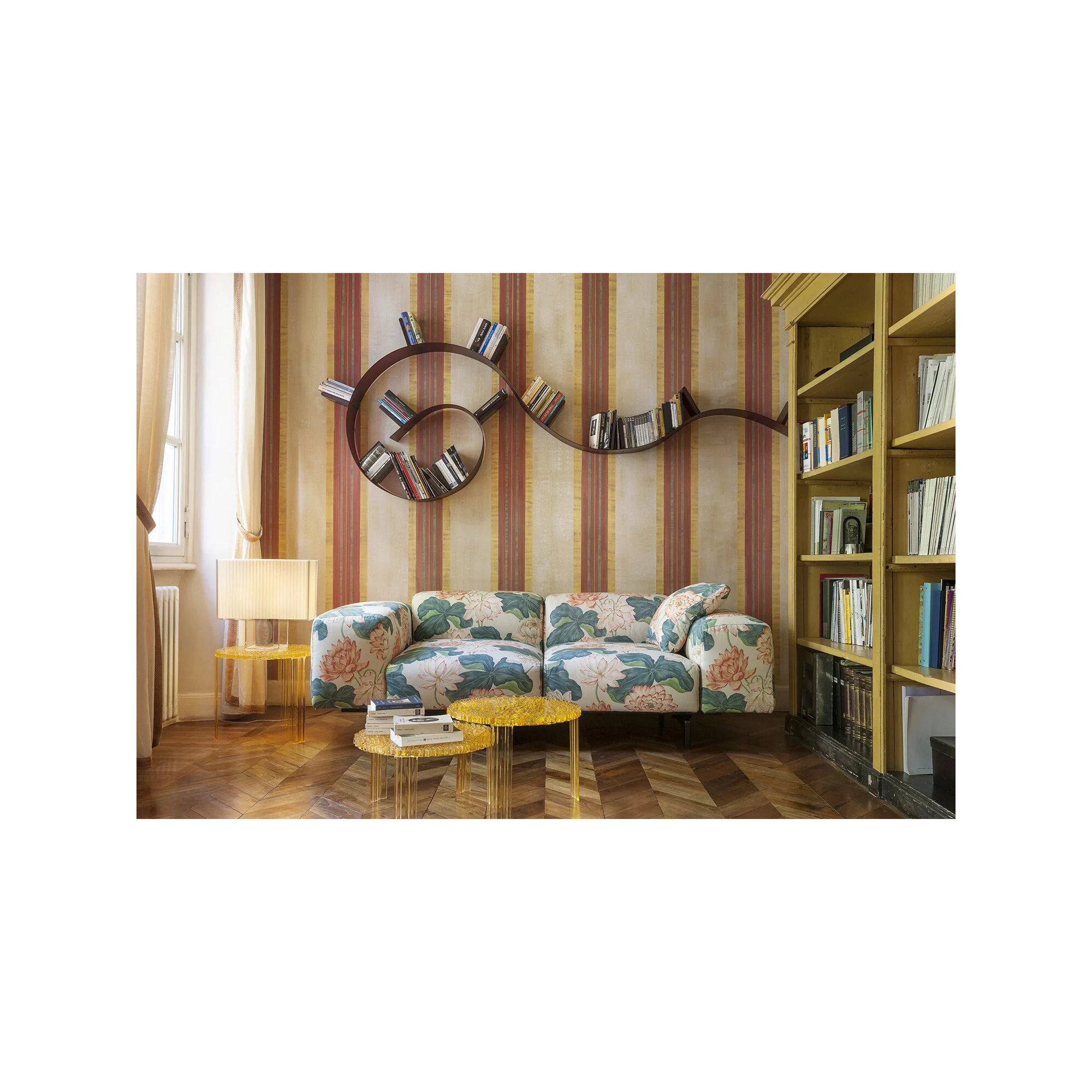 Bookworm Floating Bookcase, Matte Aluminum, Medium