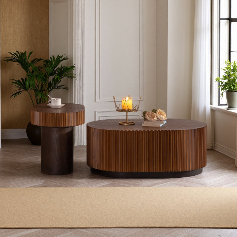 Ensemble de 2 tables basses gigognes rondes Handcraft