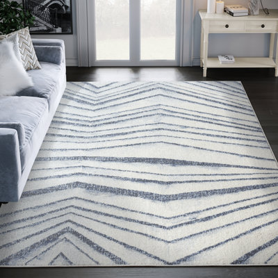 Tapis bleu géométrique contemporain Abani Nedyo CRU100A