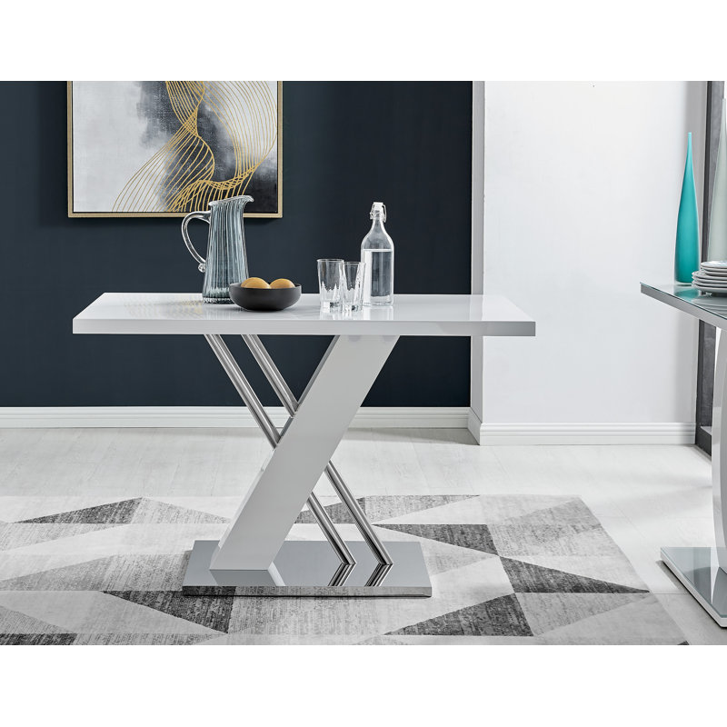 Eubanks Dining Set with 4 Chair, Mustard Yellow/Silver