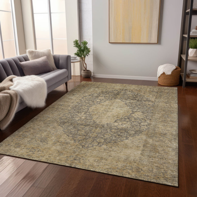 Tapis brun intérieur / extérieur lavable à la machine Cinead ACN1657, Rectangle 10 pi x 14 pi