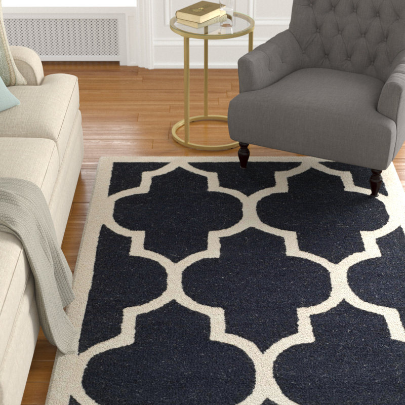 Cannen Cambridge Hand Tufted Wool Geometric Rug, Rectangle 9' x 12'