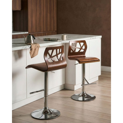 Swivel Upholstered Faux Leather Adjustable Height Bar Stool