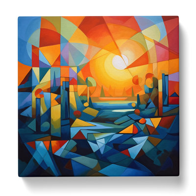 Sunrise Cubism No.4 - Wrapped Canvas
