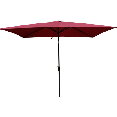 Outdoor 9X6ft Patio Umbrella - Waterproof & Fade Crank System, Push Button Tilt Steel Pole, Rectangular Canopy For Backyard, Garden, Swimming Pool Burgundy Wind