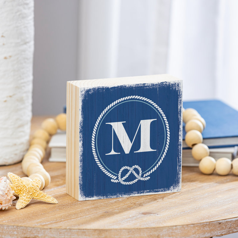 Coastal Wooden Plock Monogram Nautical 6" M