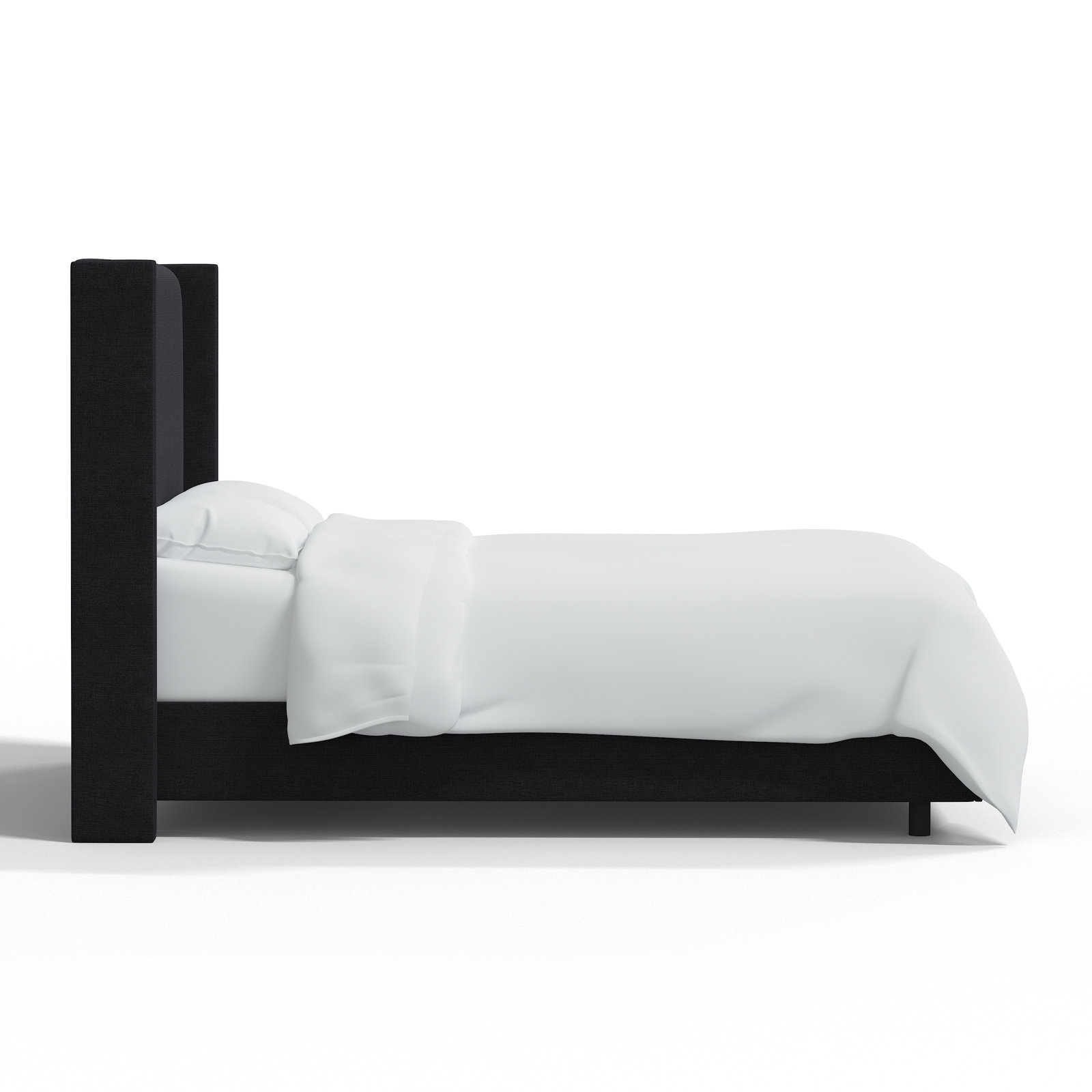 Hanson Upholstered Wingback Bed, King, Classic Black Linen