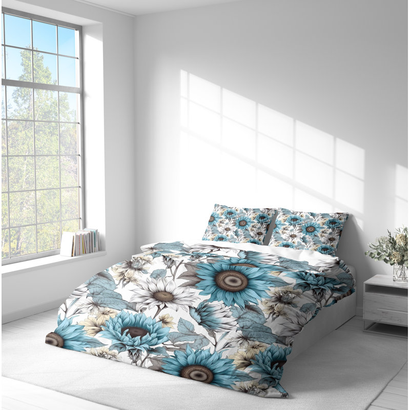 Floral Duvet Cover, King Duvet Cover + 2 King Shams
