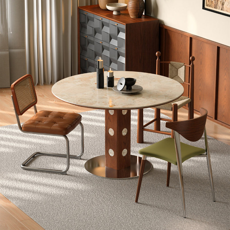 Table ronde en bois massif Rock Board, H 29,92 po x l 39,37 po x P 39,37 po