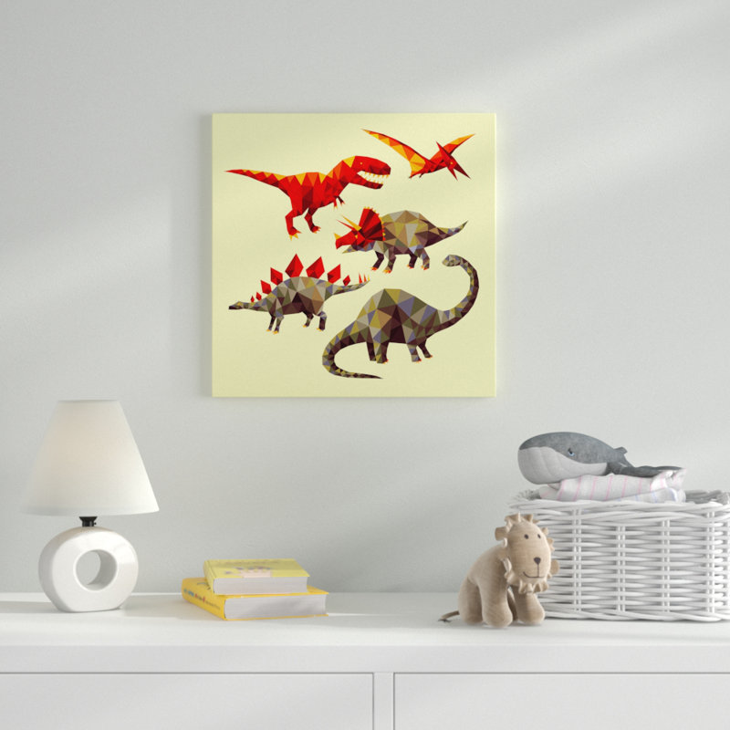 Geo Saurs Framed Art, Wrapped Canvas, 12" H x 12" W x 0.75" D