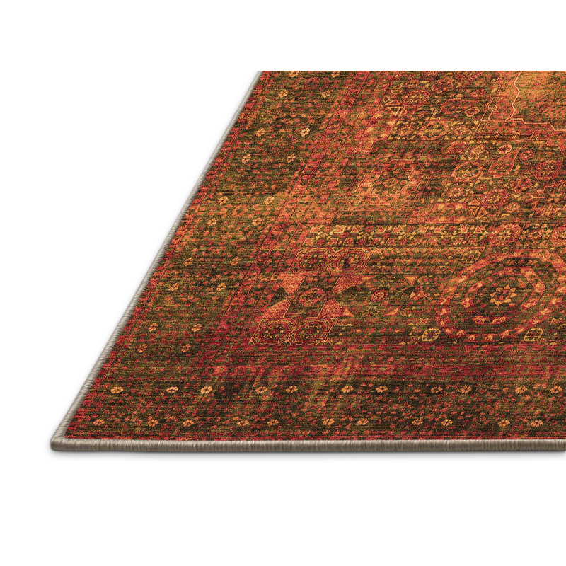 Tapis oriental en laine / polyester tissé à la machine de style oriental orange, Rectangle 2 pi x 4 pi