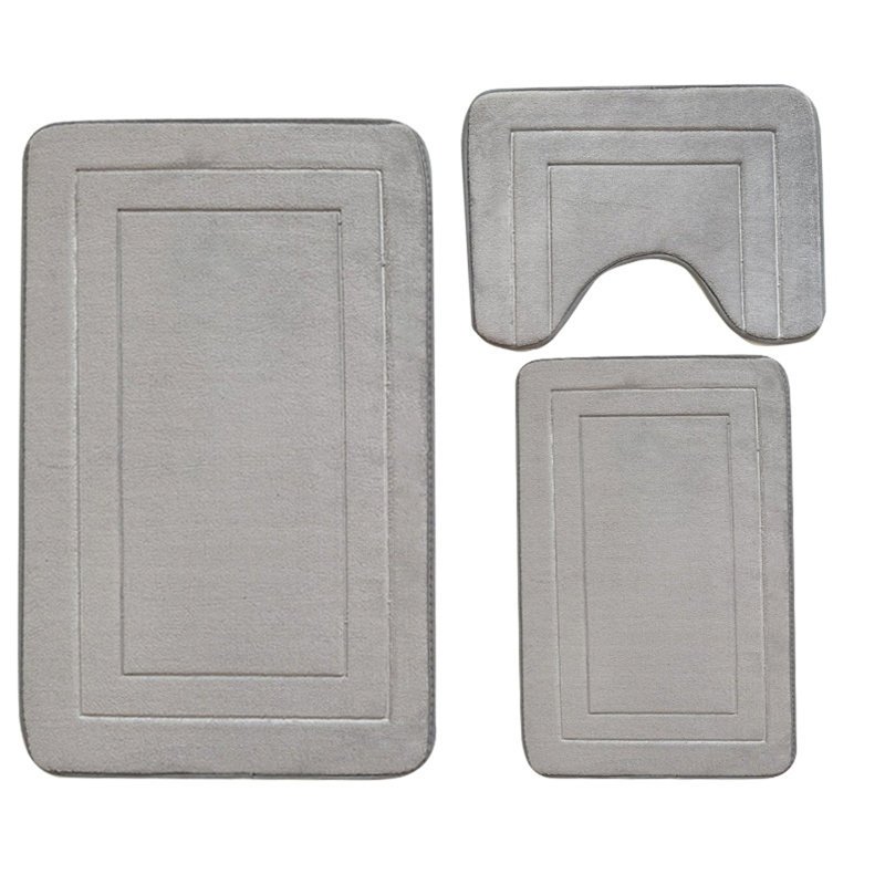 3 Piece Novelty Bath Mat, Grey