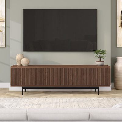 Whitman Rectangular Fluted TV Stand for TV's up to 75" in Satin Walnut