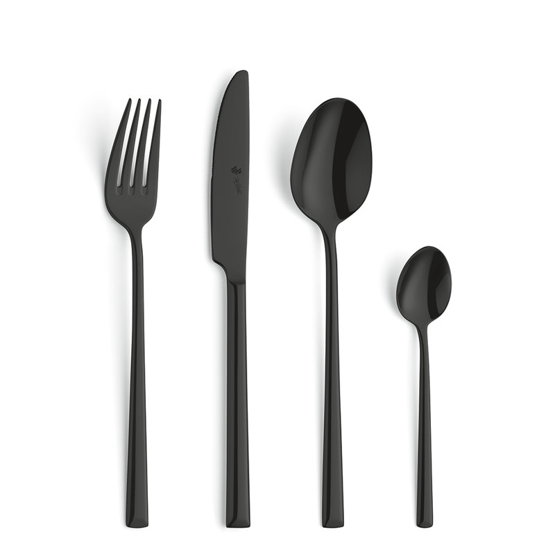 24-Piece Vivendi 18/10 Stainless Steel Cutlery Set for 6 People, Black