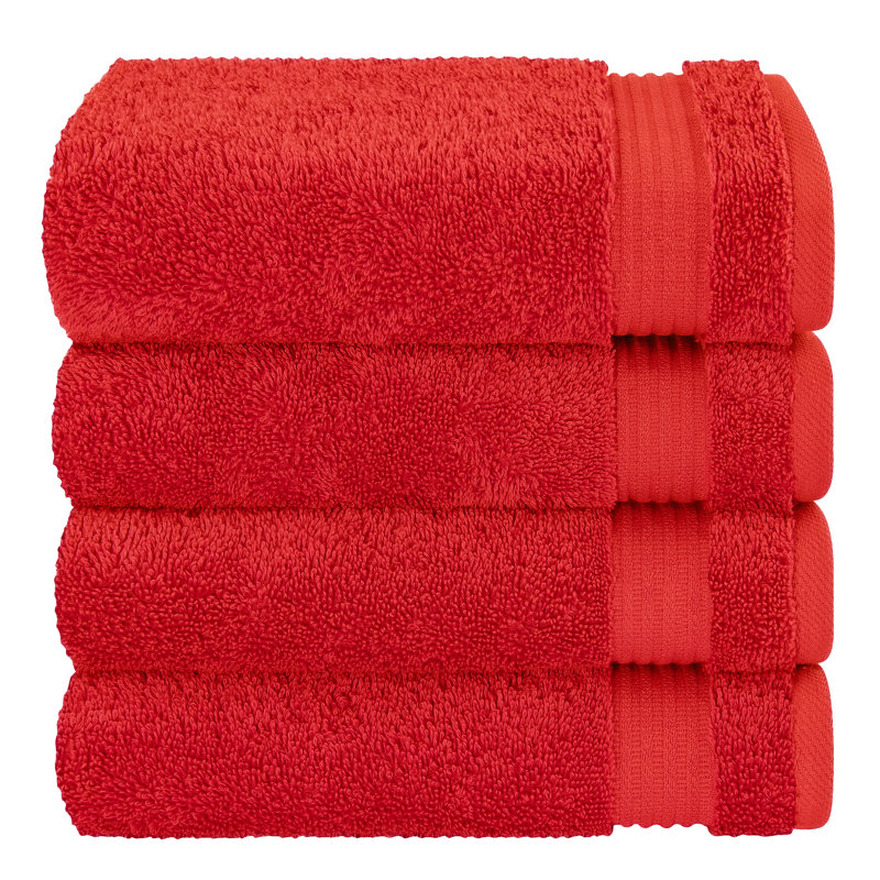 Ensemble de serviettes 100% coton turc, 4 serviettes de toilette douces et absorbantes, Rouge