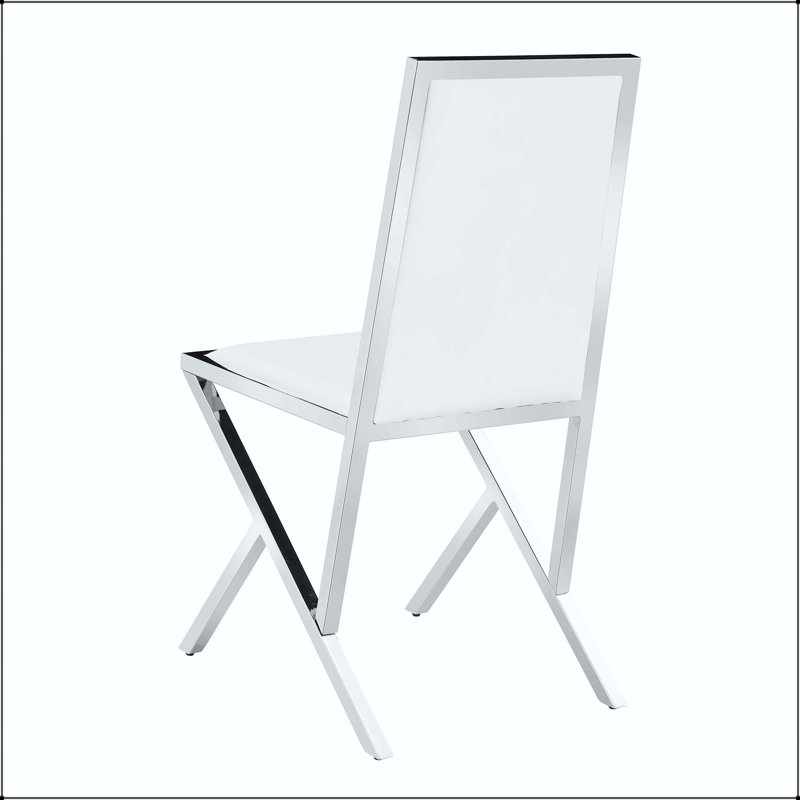 Chaise de salle à manger en métal argenté avec pieds en métal argenté - ensemble de 4, 4, Blanc, Blanc