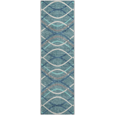 Premium Machine Washable Prisco Teal Rug